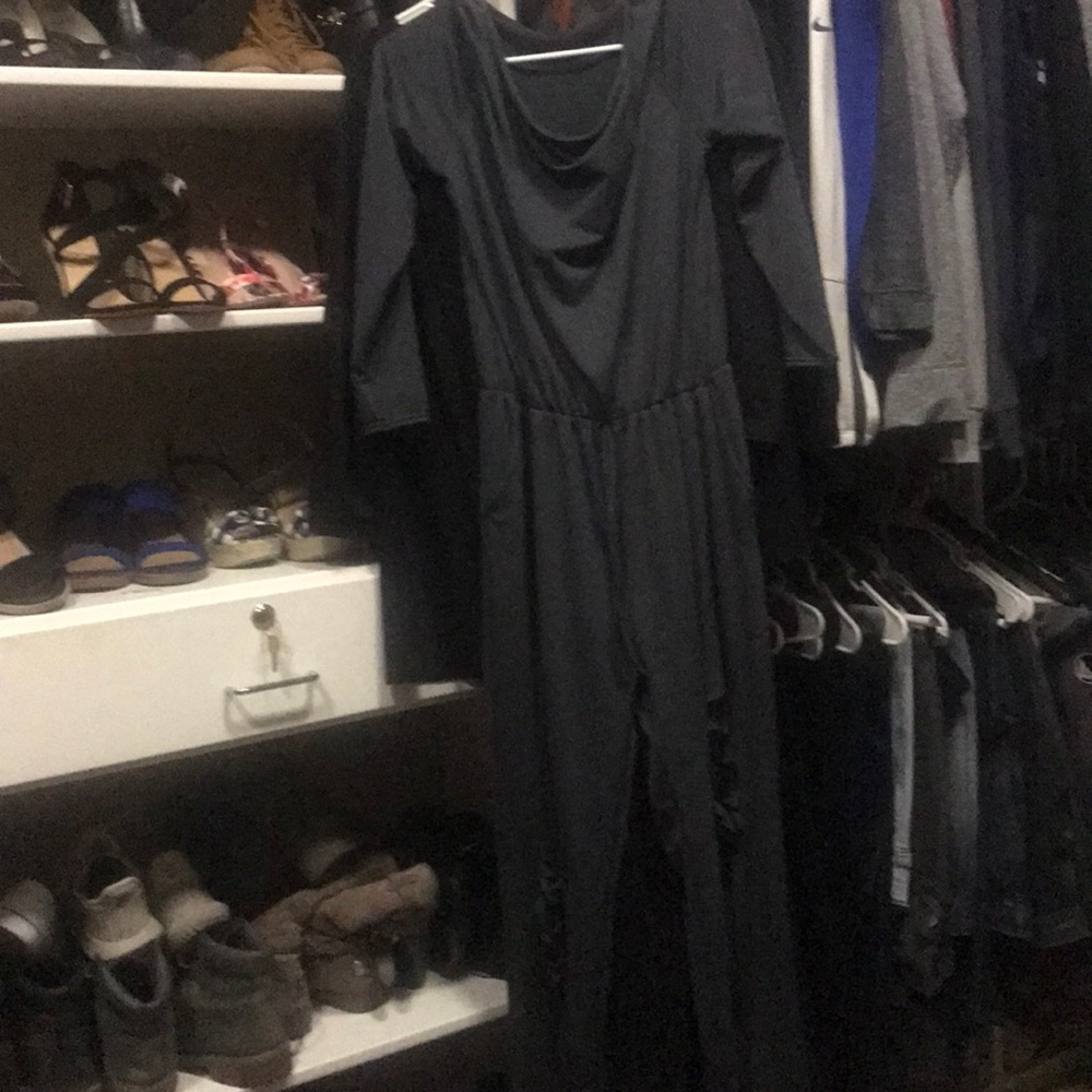 Ripped Knee one shoulder jumpsuit- Size Large